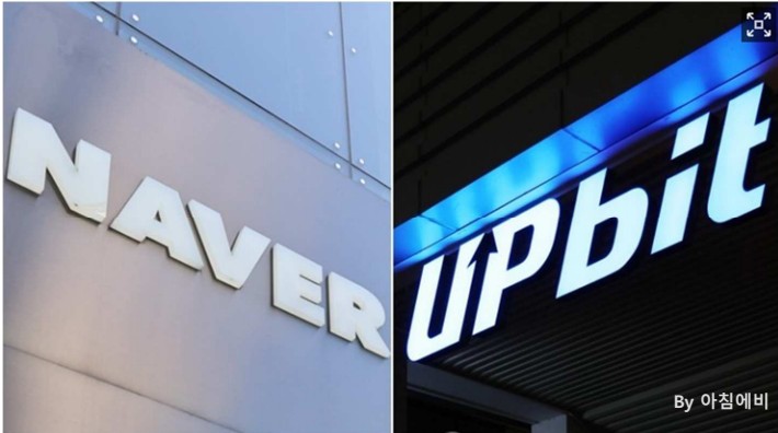 Naver Financial-Dunamu Merger; Show the main logo of Naver and UPbit